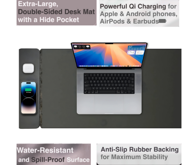 Dual-Sided Wireless Charging Desk Mat - 50% OFF SALE Today Only
